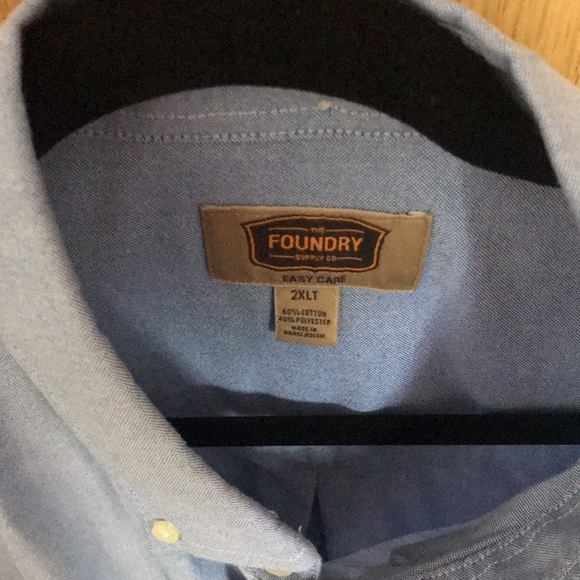 Blue Mens plus size long sleeve button down shirt - Picture 2 of 3